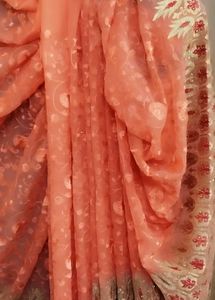 Elegant Peach Floral Saree