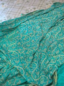 Embroidered Teal Saree with Embellishments