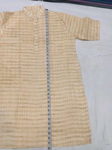 Men's Yellow Checkered Kurta