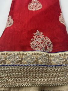 Elegant Pink &amp; Red Saree