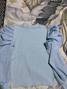 Light Blue Puff Sleeve Top