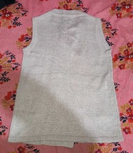 Silver Knit Button Vest