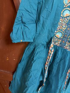Teal Embroidered dress