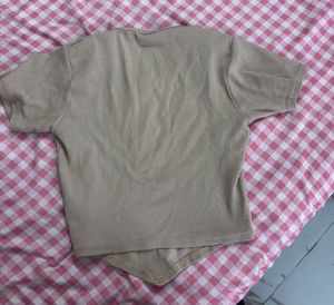 Tan Cropped Ribbed Top