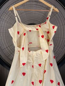 Cream Heart Print Maxi Dress