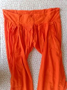Blue Denim Kurta with Orange Pants