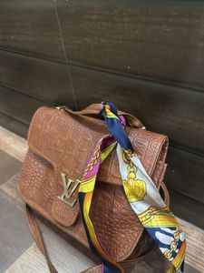 Stylish Brown Croc Embossed Sling Bag