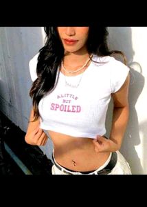 White Cropped "A Little Bit Spoiled" Tee