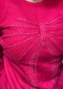 Charming Pink Bow Sweater