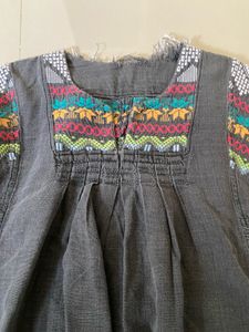 Embroidered Grey top