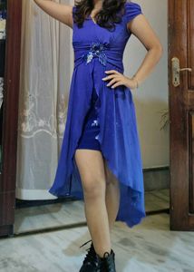 vintage Royal Blue Embellished Dress
