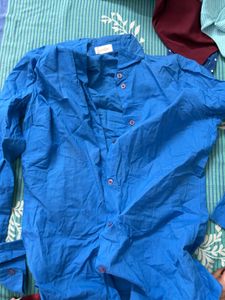Vibrant Blue Oversized Button-Up Shirt