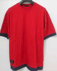 Red T-Shirt with Navy Trim