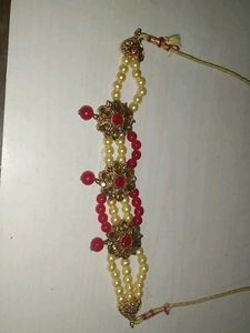 Red Beige White Perl Necklace