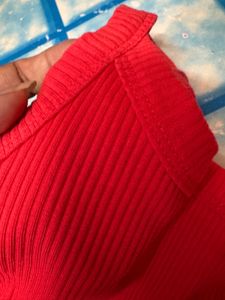Red Ribbed Tank Top