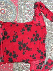 Red Floral Long Sleeve Top