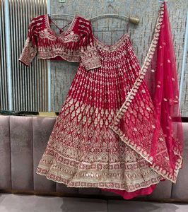 Stunning Red & Gold Embroidered Lehenga Choli