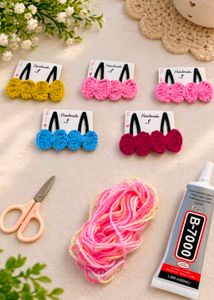 Handmade Crochet Hair Clips - Set of 3