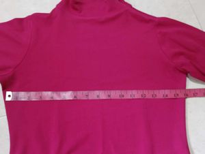 Elegant Magenta Mock Neck Dress