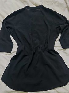 Black Button-Up Tunic Top