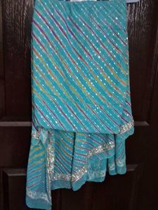 Blue Sequined Kurta Salwar set with Dupatta