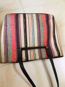 Boho Striped Tote Bag Brown handbag free