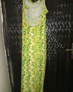 Yellow &amp; Green Swirl Maxi Dress
