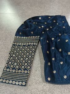 Embroidered Blue Silk Blouse