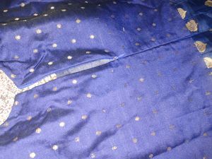 Elegant Blue &amp; Gold Ethnic Gown