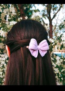 Handmade Crochet Hair Bow Clip