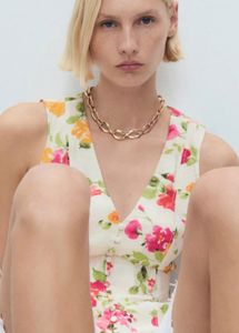 MANGO Floral Fitted Top Size S