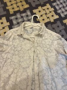 Elegant White Lace Short Sleeve Top(shirt)