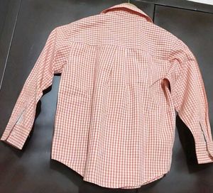Light Coral Check Printed Shirt For 4- 5 Year Boy