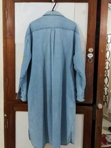 NEW. Denim Blue Oversized Shirt Dress Size M