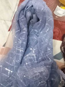 Sparkling Blue Sequined Dupatta