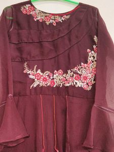 Embroidered Maroon gown