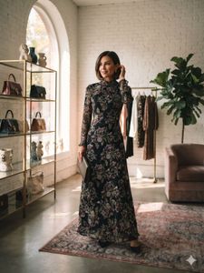 ZARA BRANDED Floral Print Long Sleeve Maxi Dress