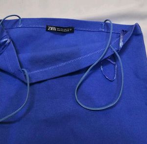 Zara Blue Spaghetti Strap Tank Top