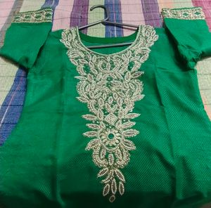 Boutique Emerald Green Embroidered Kurti