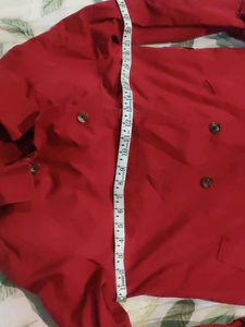 Red Double-Breasted Trench Coat