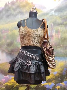 Leopard Print Crop Top &amp; Skirt Set