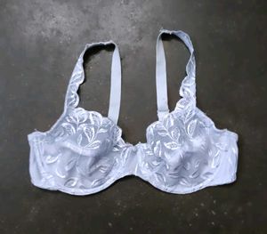 Blue Embroidered Bra