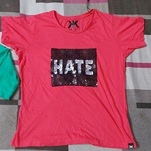 Kook n keech branded new Sequinns pink tshirt size medium