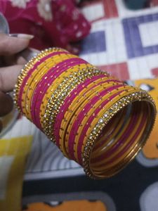Pink &amp; Yellow Bangle Set