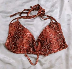 Snakeskin Print Bikini Top sez M