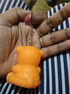 Cute Orange Teddy Bear Keychain