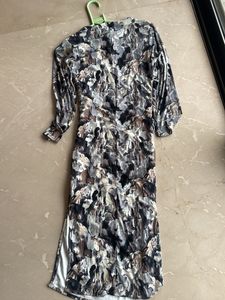 Stylish Ruched Print Midi Dress