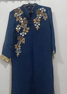 Embellished Navy Blue Kurta
