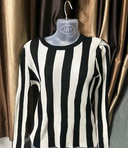 Chic Striped Long Sleeve Top