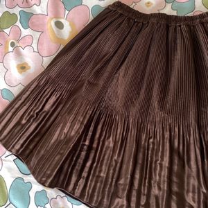 Brown Pleated Mini Skirt